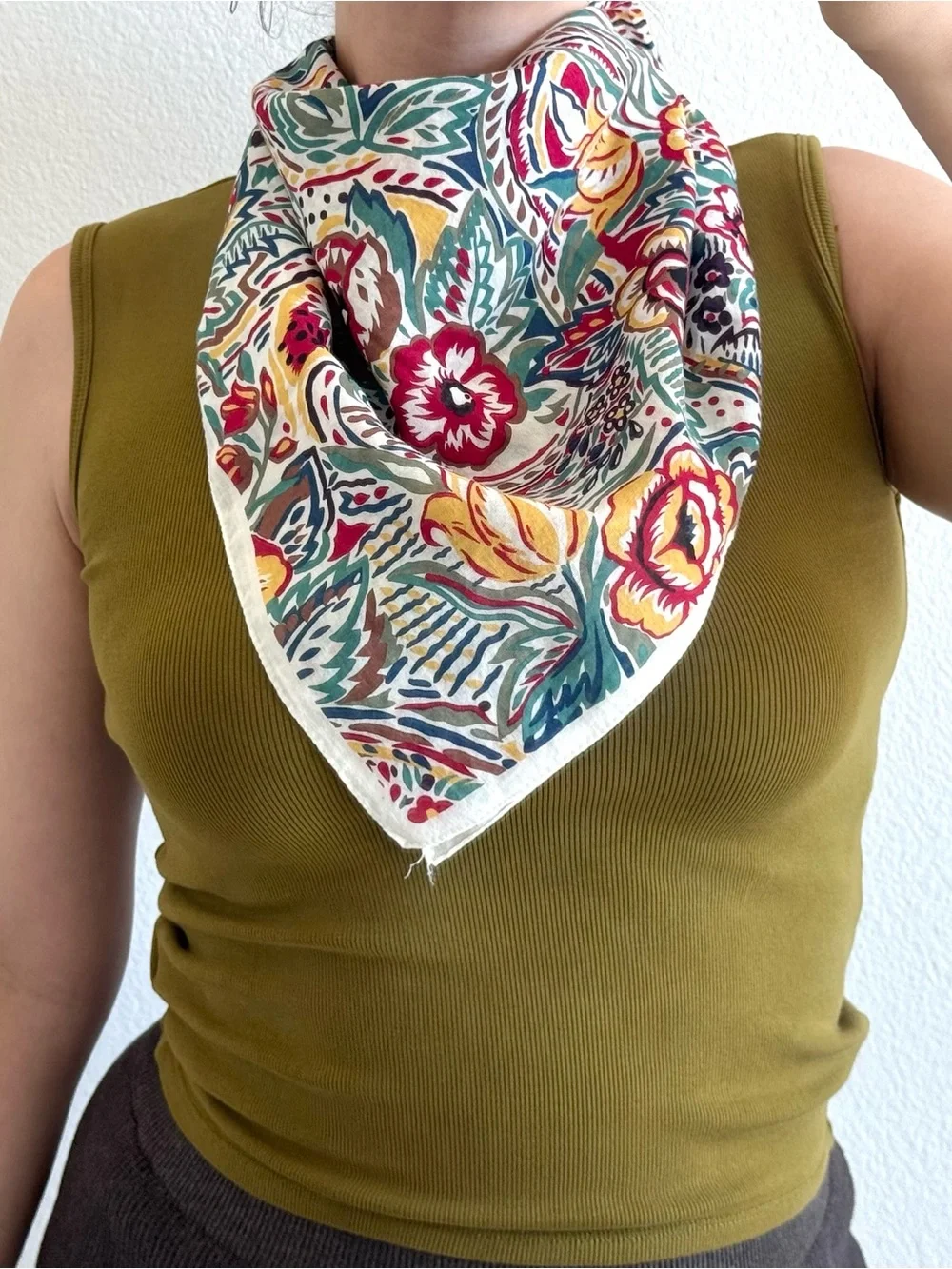 Square Floral Print Scarf